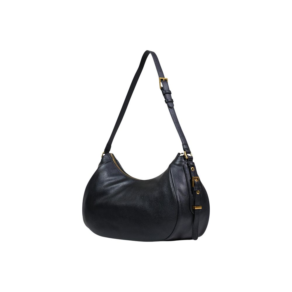 Black Artificial Leather Handbag - ventzia