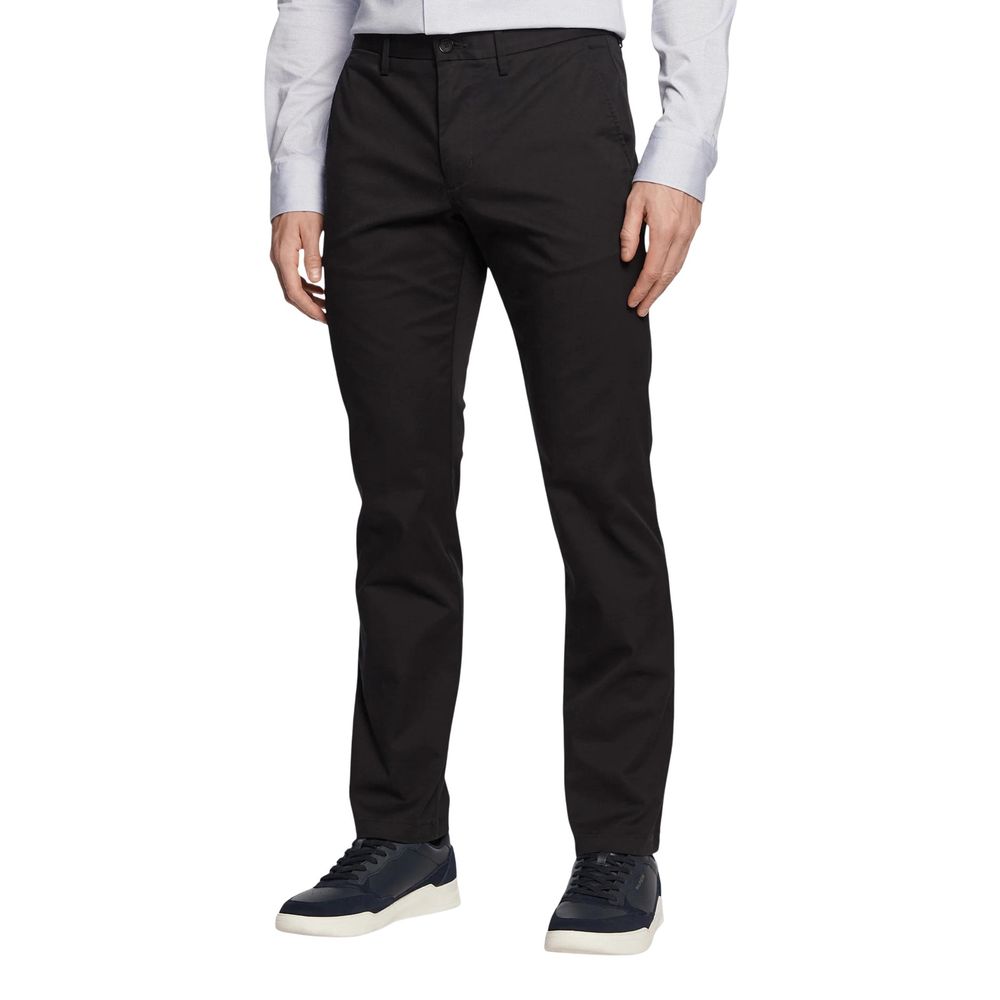 Black Recycled Cotton Casual Pants - ventzia