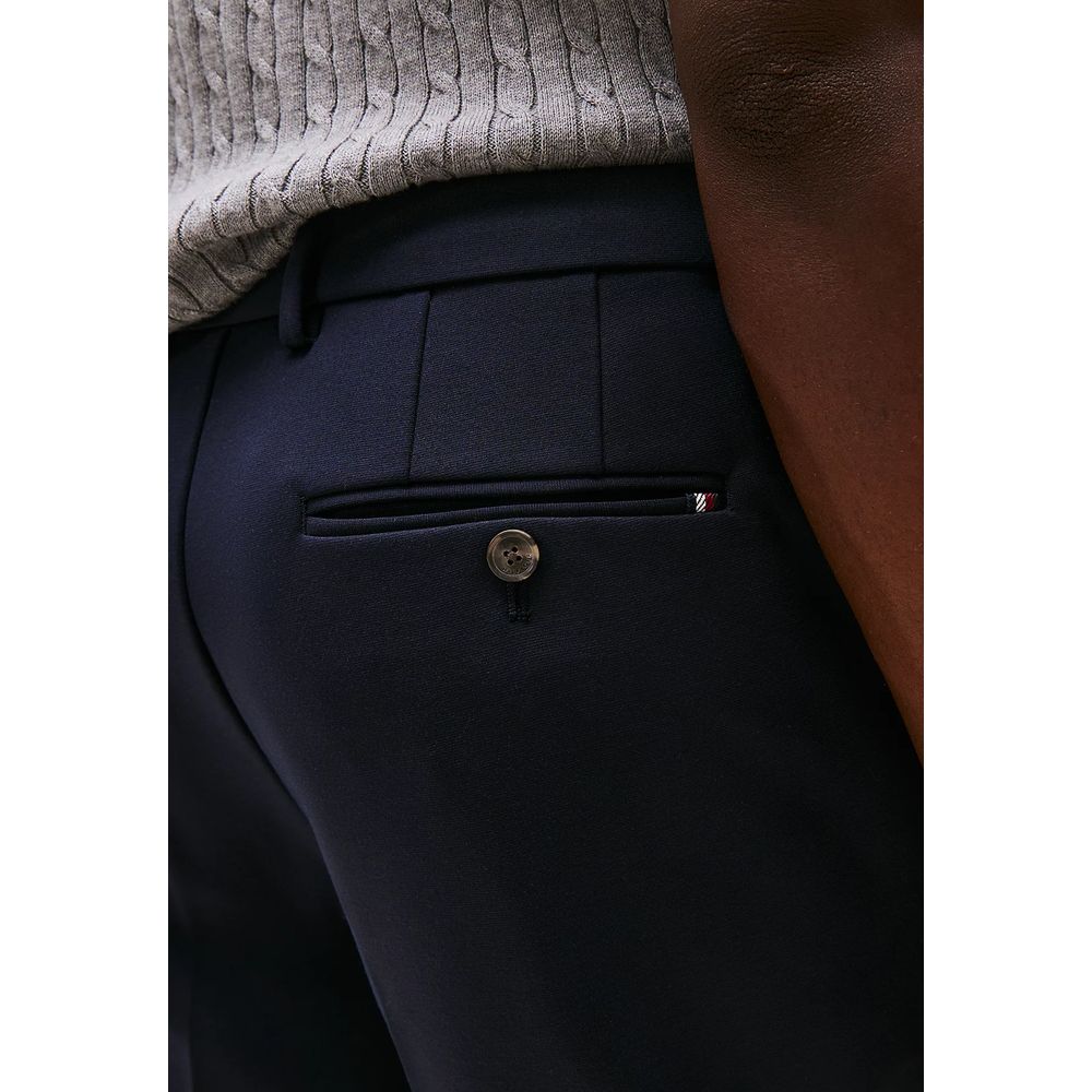 Blue Recycled Polyester Dress Pants - ventzia