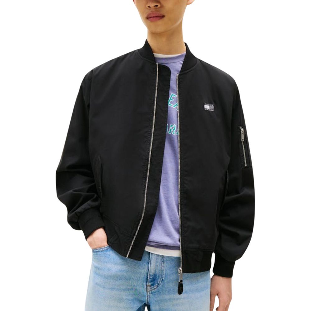 Black Recycled Cotton Bomber - ventzia