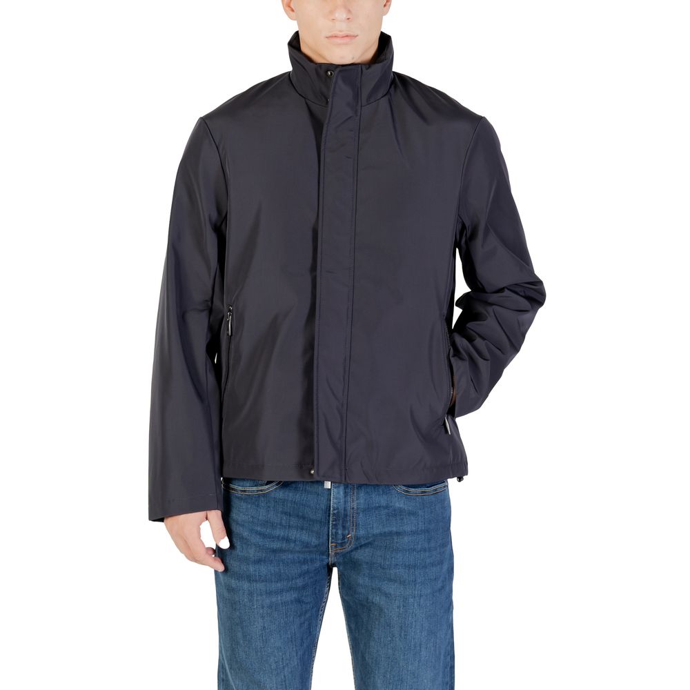 Blue Polyester Full-Length Jacket - ventzia
