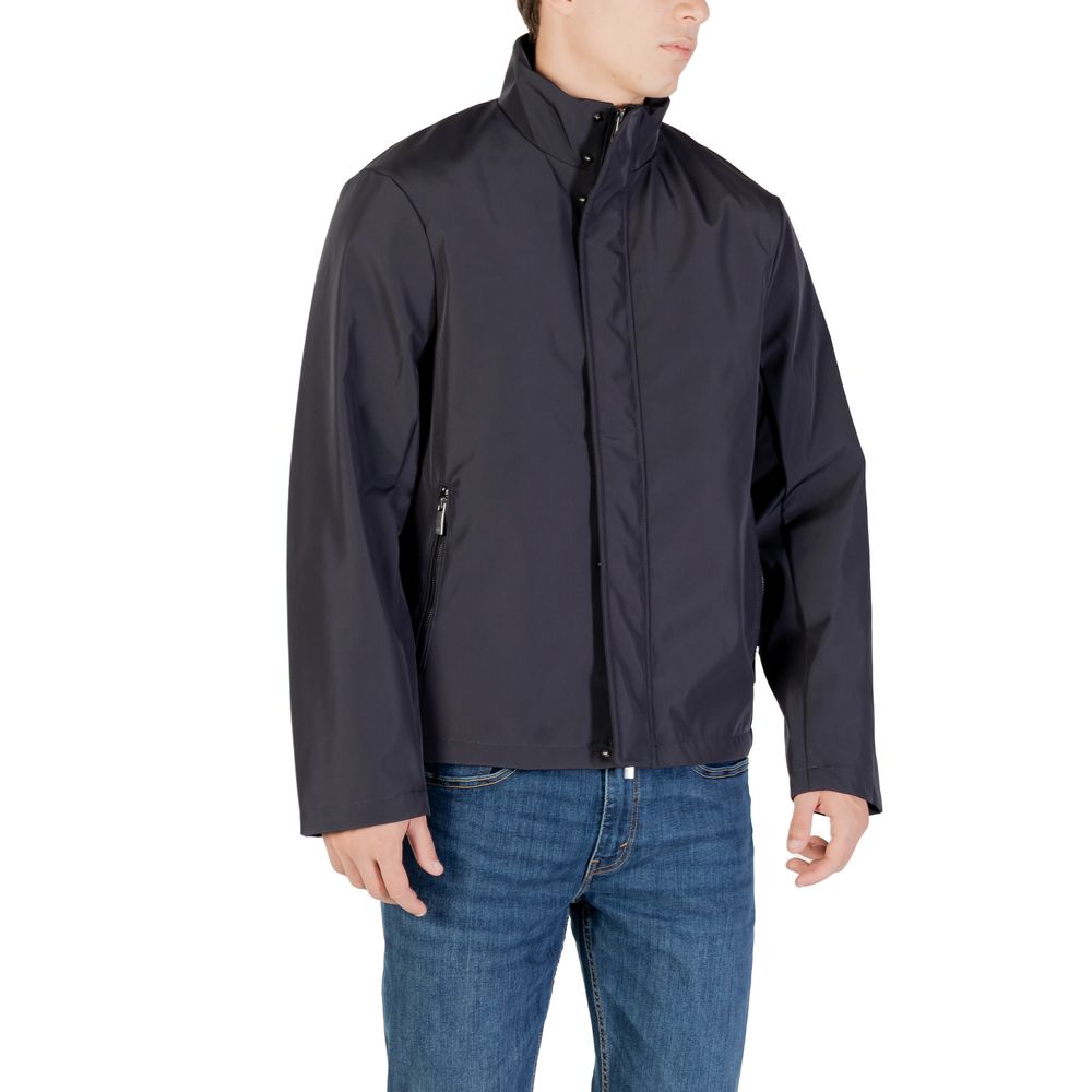 Blue Polyester Full-Length Jacket - ventzia