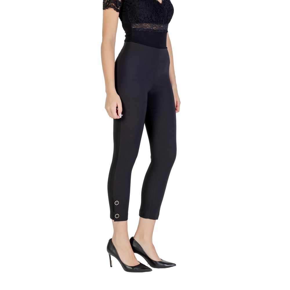 Black Polyester Casual Pants - ventzia