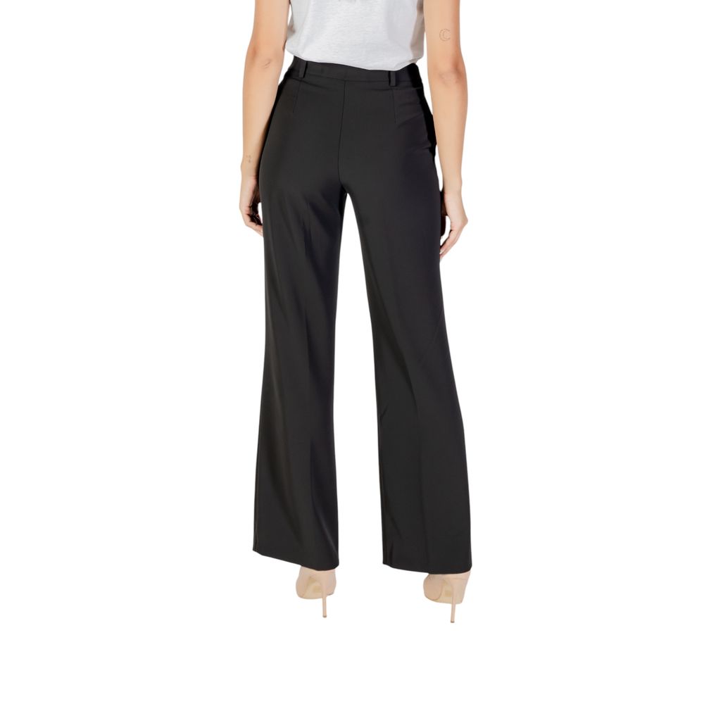 Black Polyester Casual Pants - ventzia