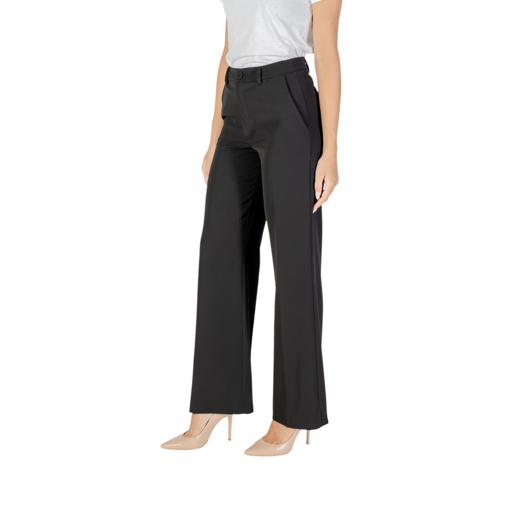 Black Polyester Casual Pants - ventzia