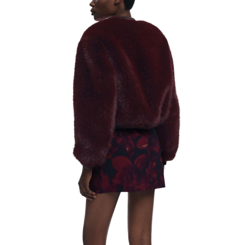Bordeaux Polyester Jackets And Coat - ventzia