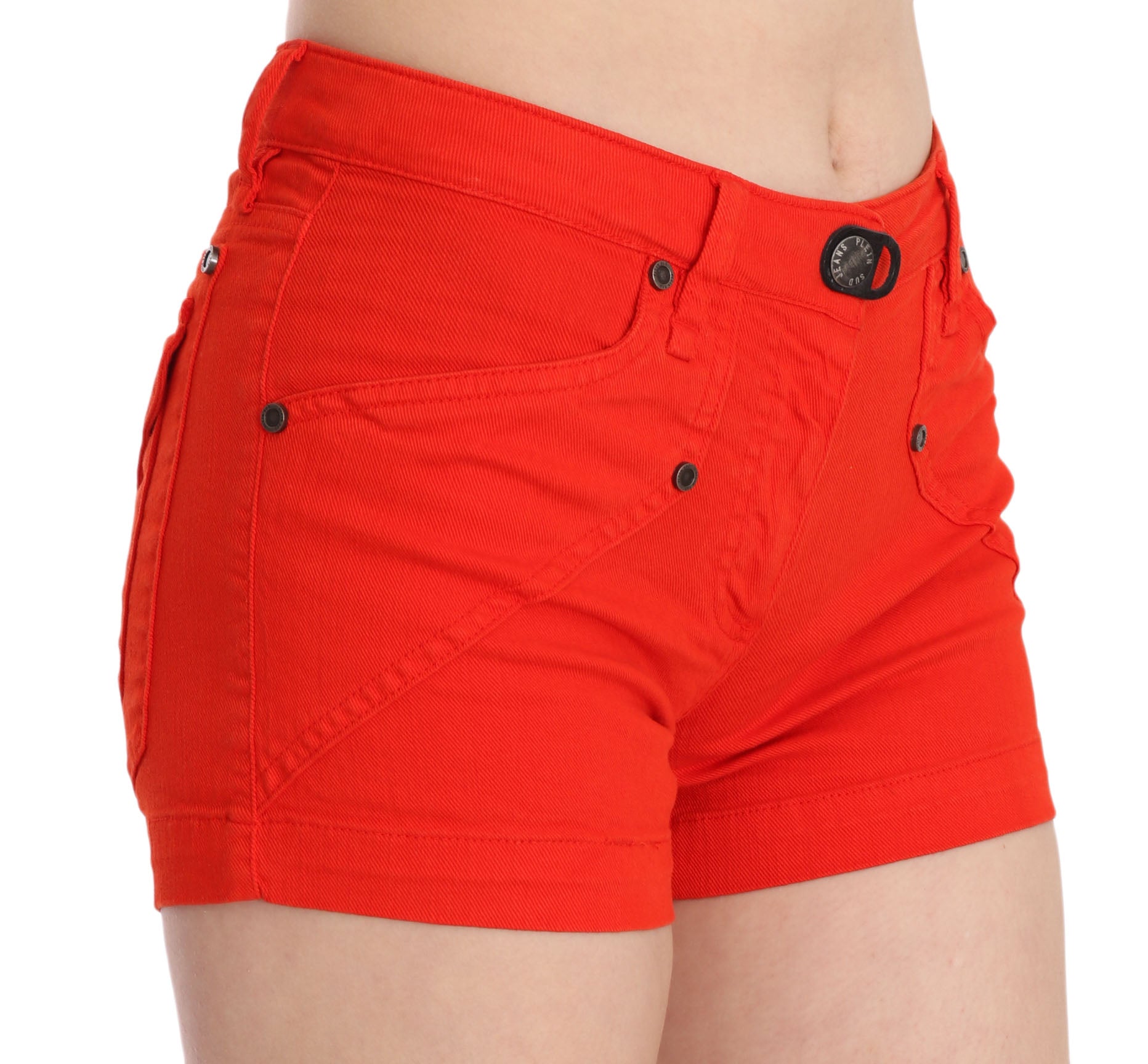 Chic Mid Waist Mini Shorts in Vibrant Orange - ventzia