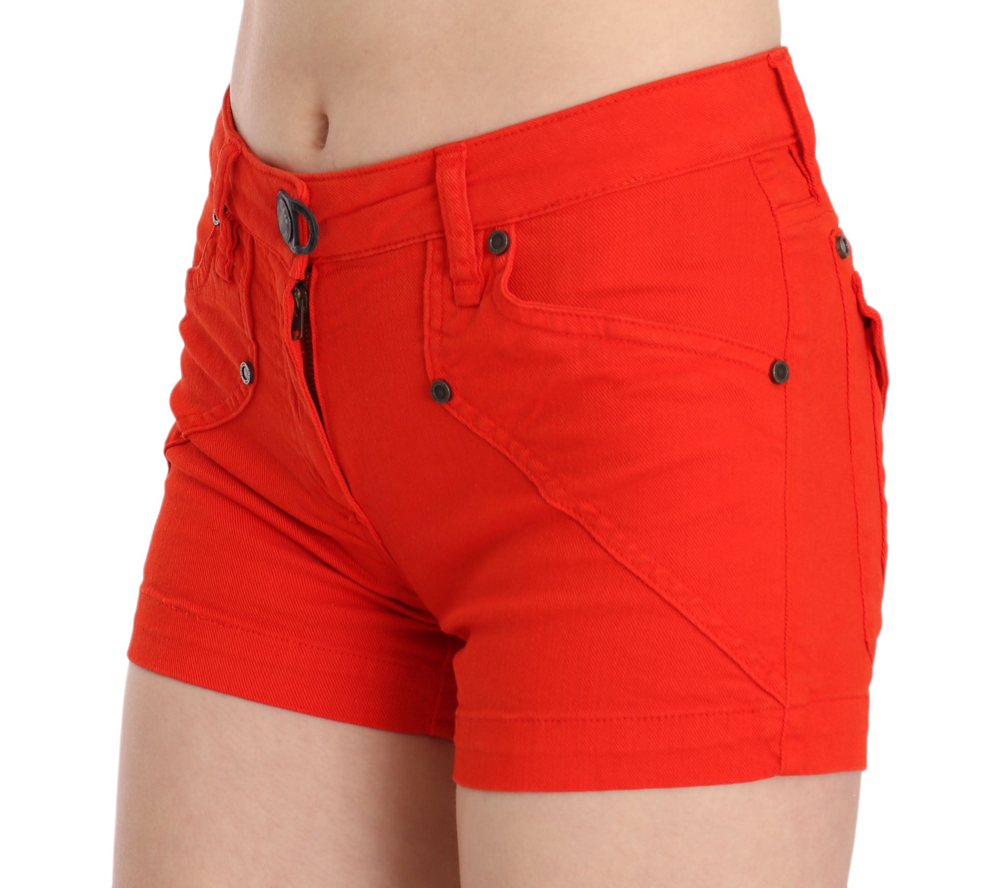 Chic Mid Waist Mini Shorts in Vibrant Orange - ventzia