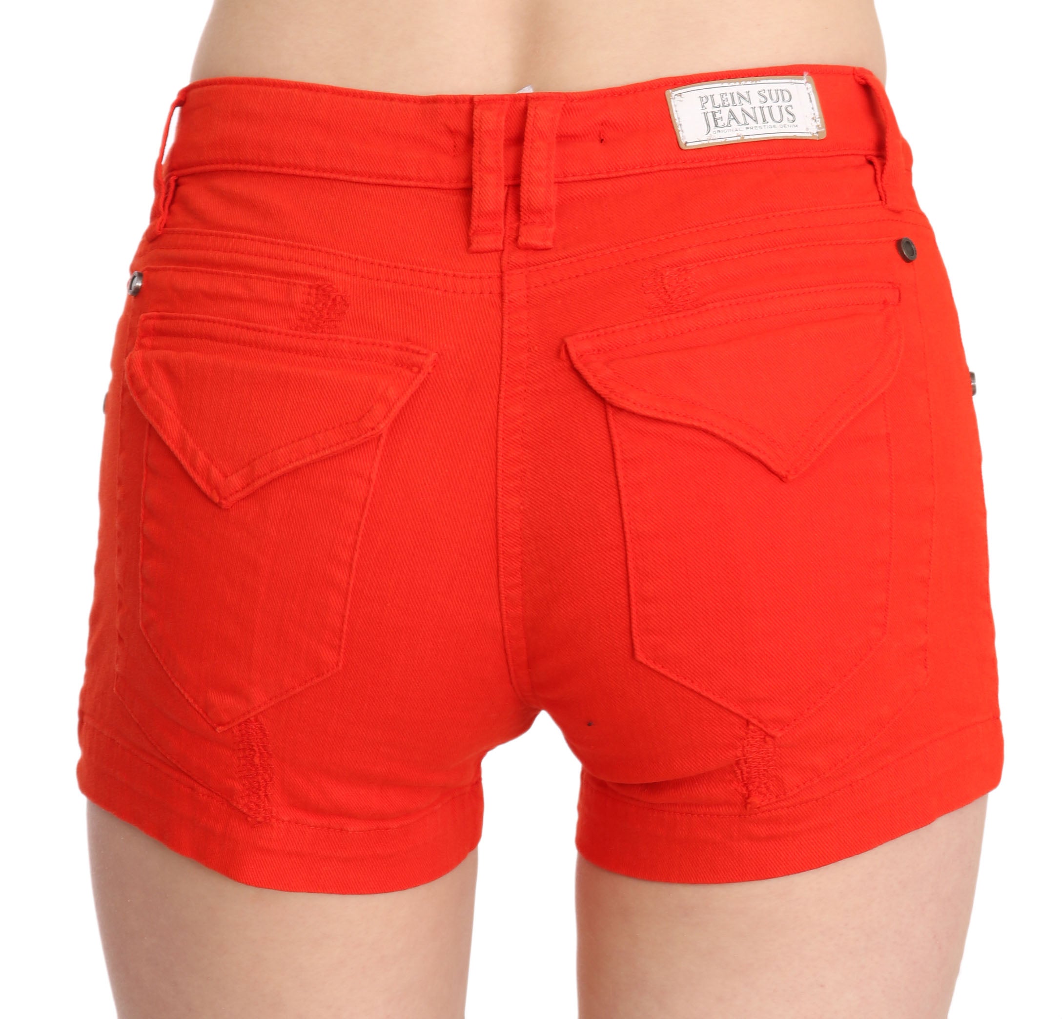 Chic Mid Waist Mini Shorts in Vibrant Orange - ventzia