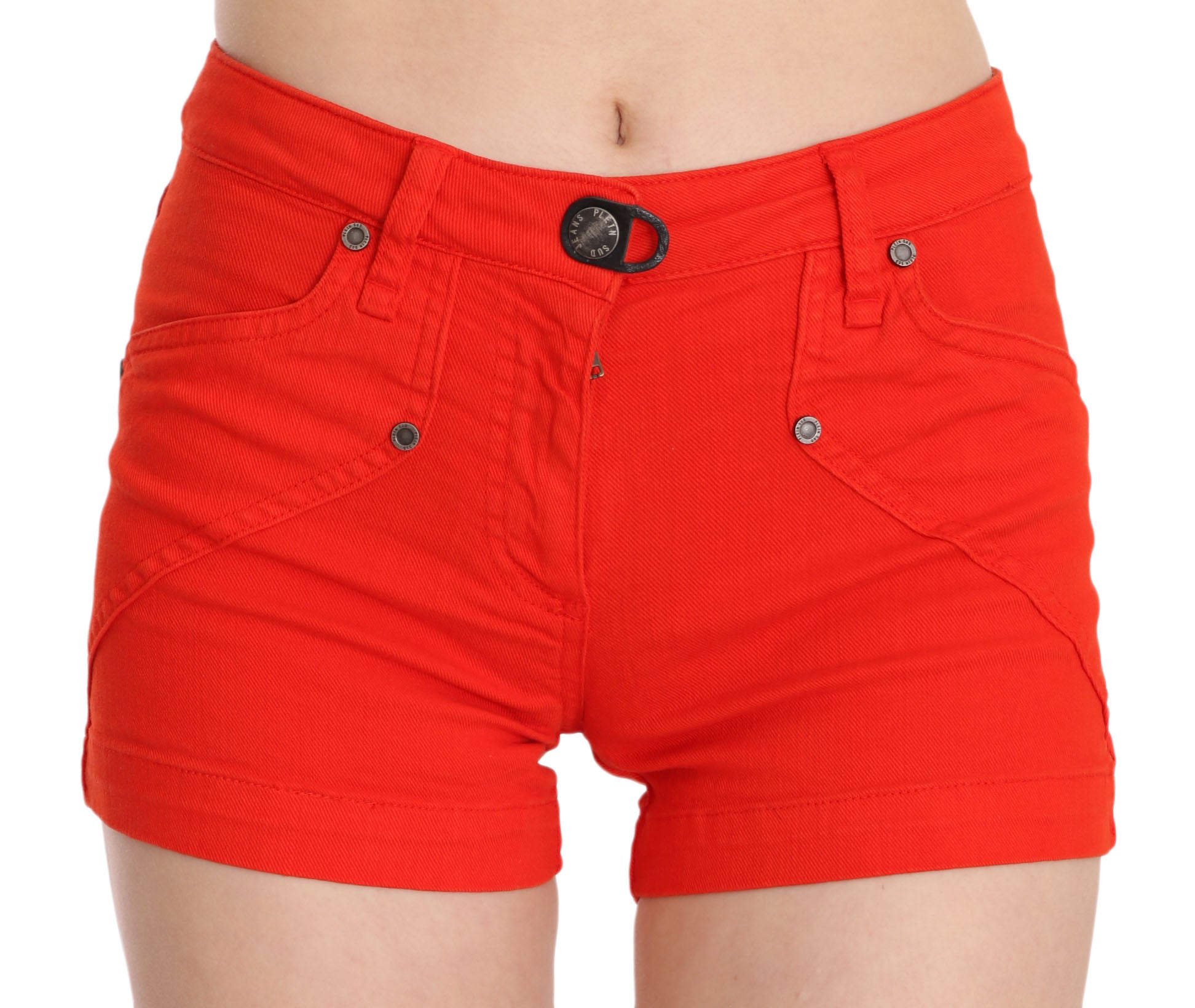 Chic Mid Waist Mini Shorts in Vibrant Orange - ventzia