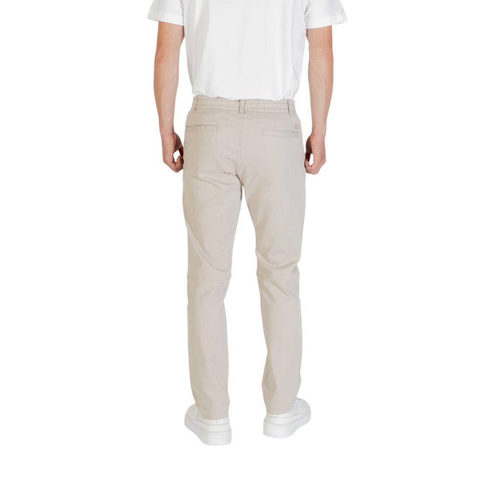 Beige Polyester Casual Pants - ventzia