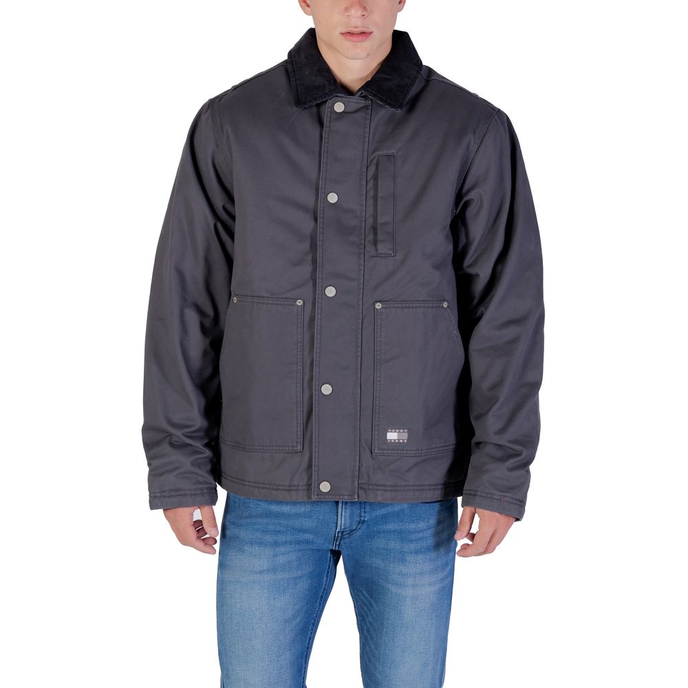Gray Recycled Cotton Denim Jacket - ventzia