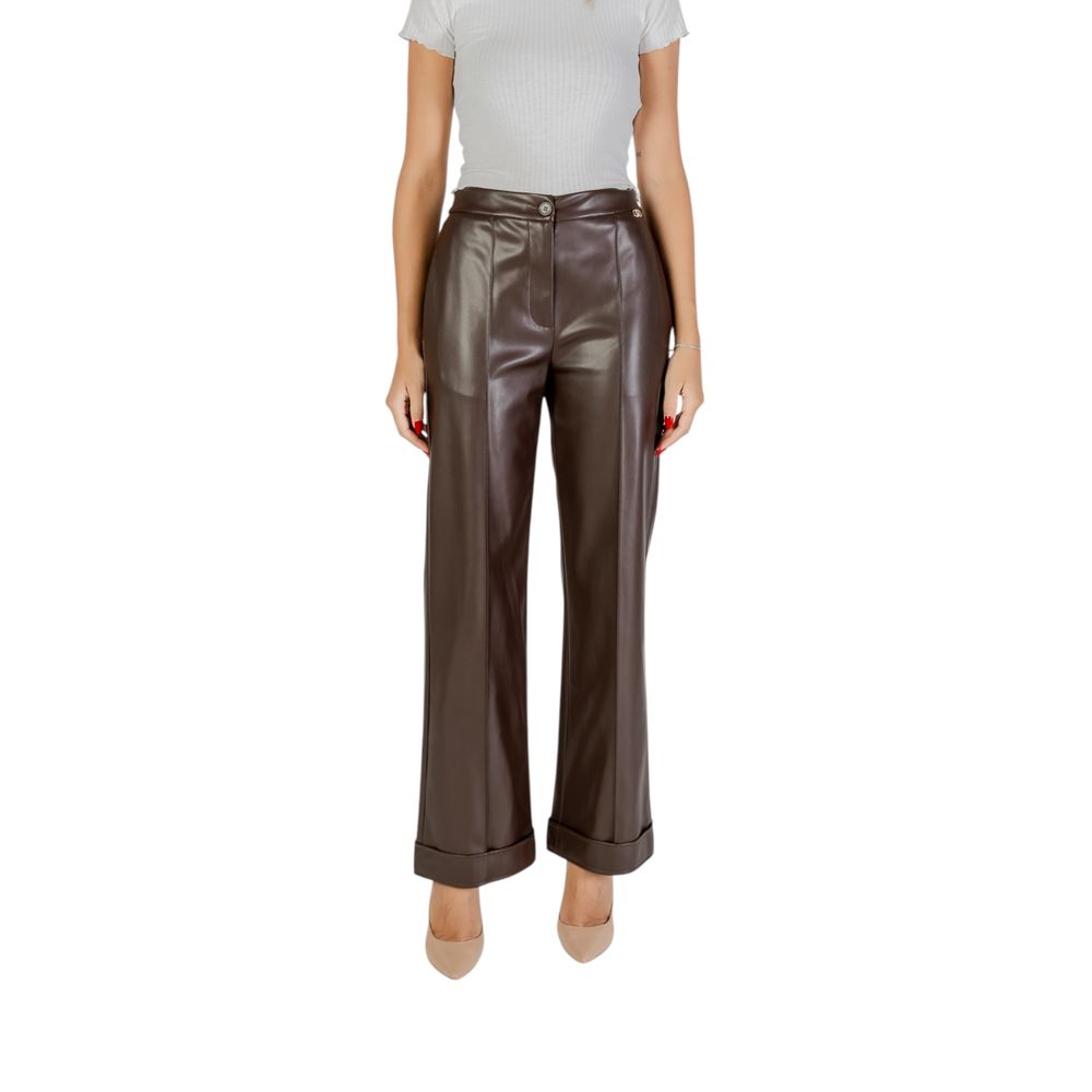 Brown Polyester Casual Pants - ventzia
