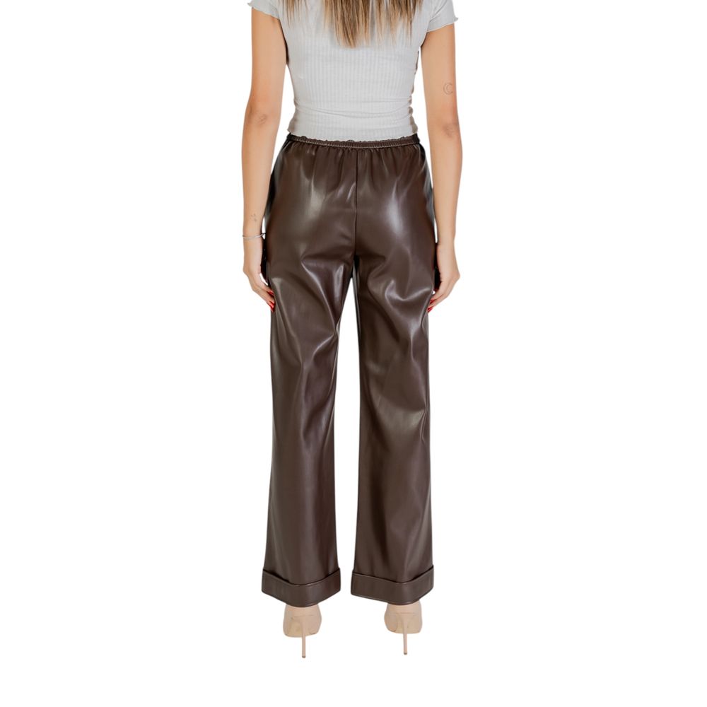 Brown Polyester Casual Pants - ventzia