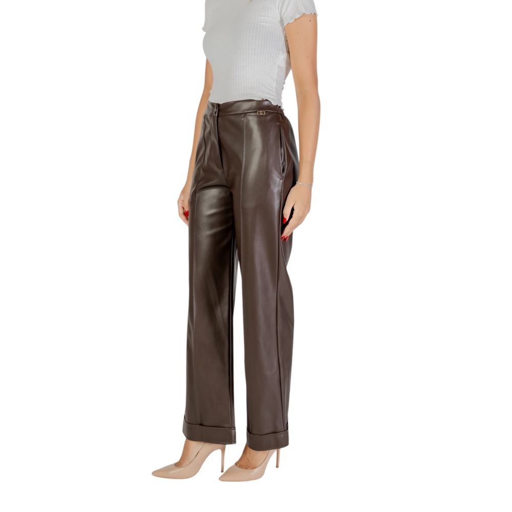 Brown Polyester Casual Pants - ventzia