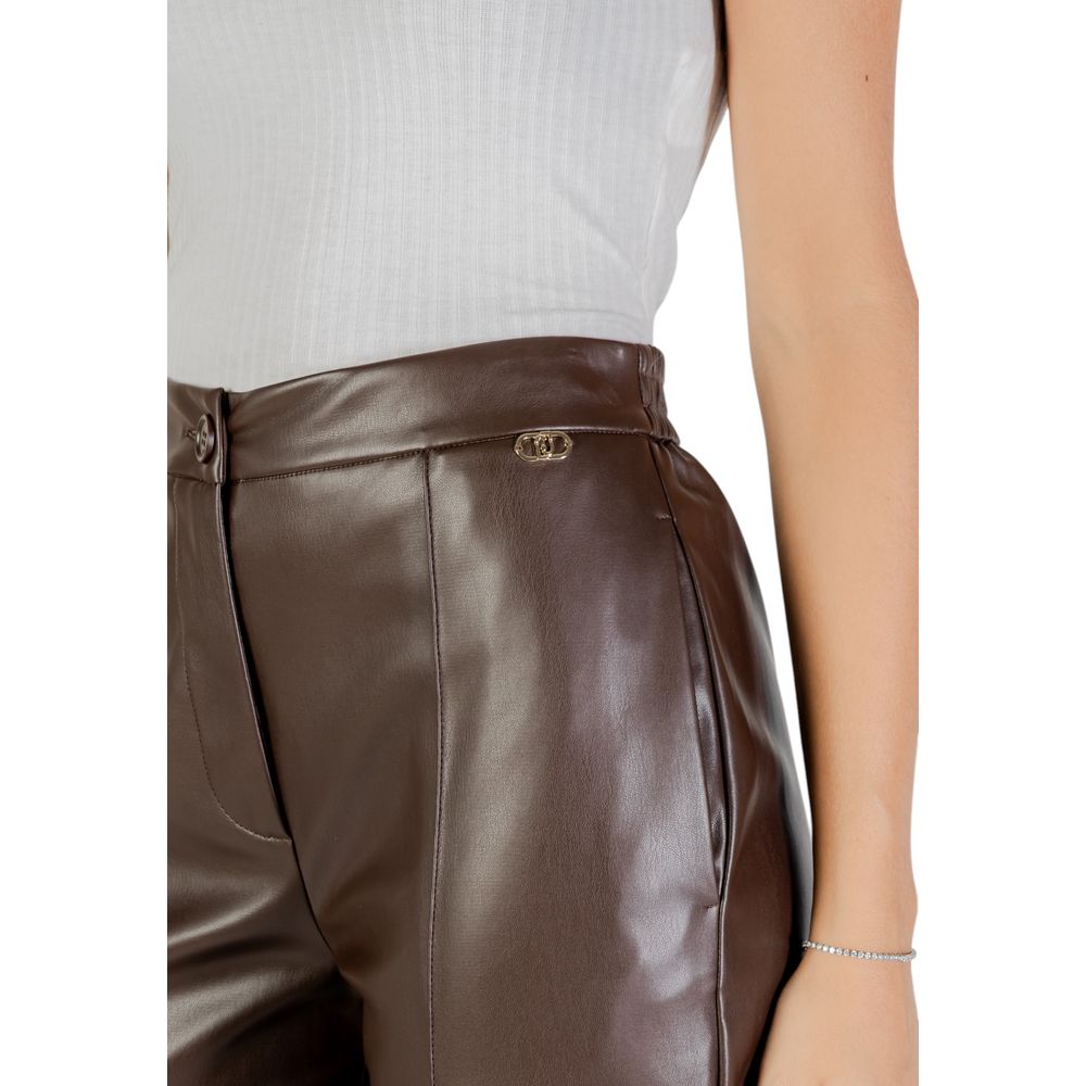 Brown Polyester Casual Pants - ventzia