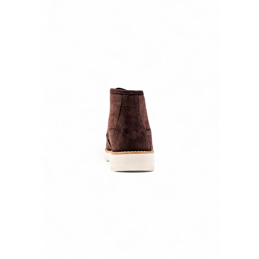Brown Leather Lace-Up Boots
