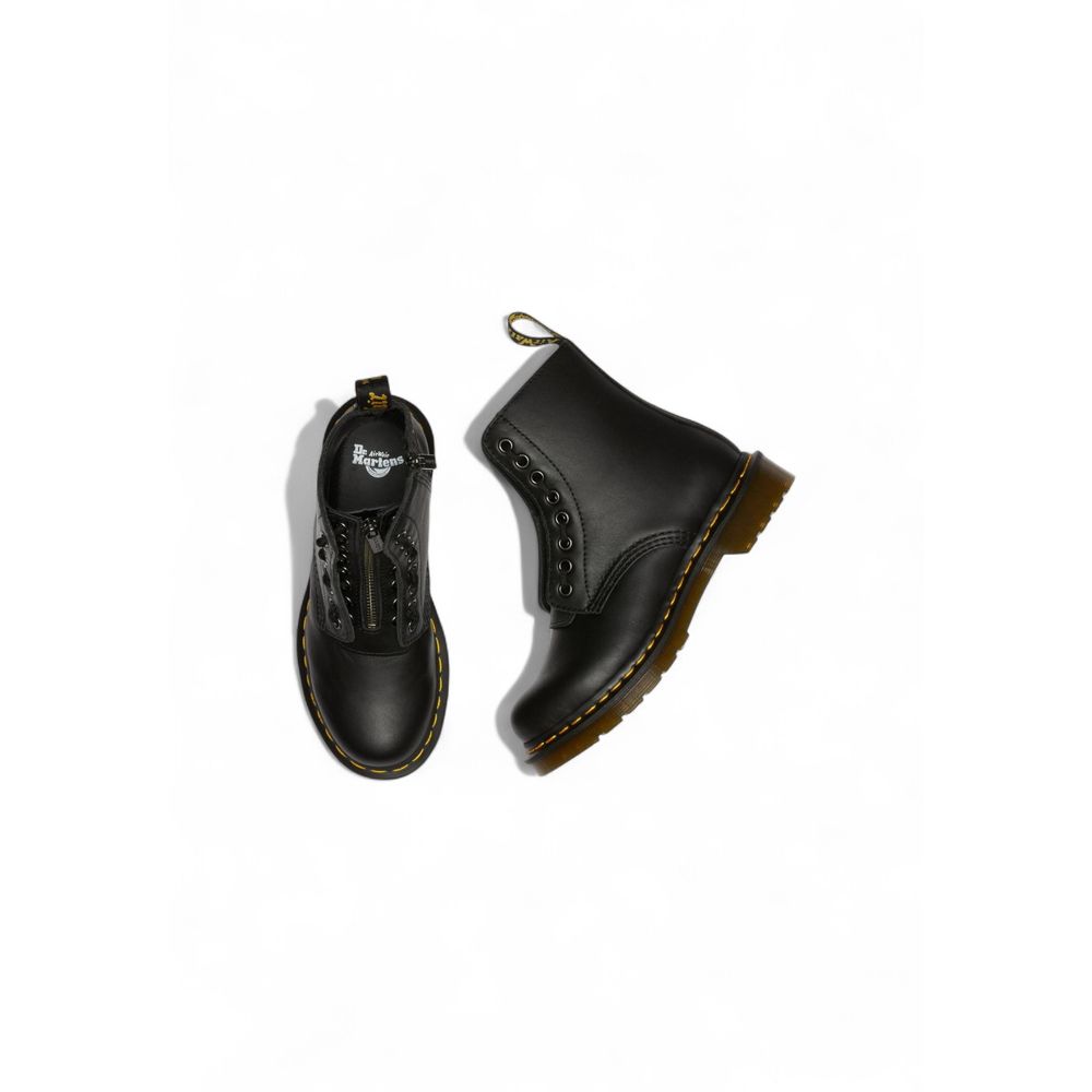 Black Leather Lace-Up Boots