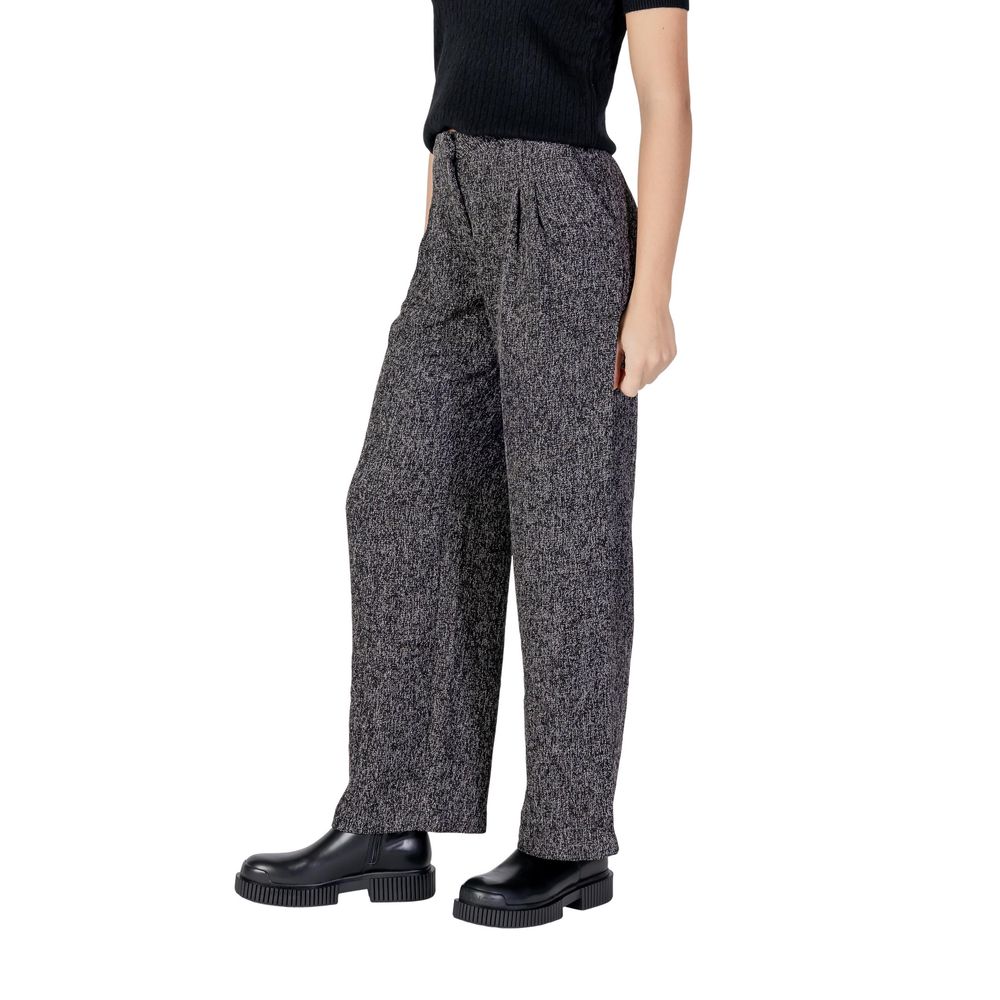 Black Polyester Flared Pants - ventzia