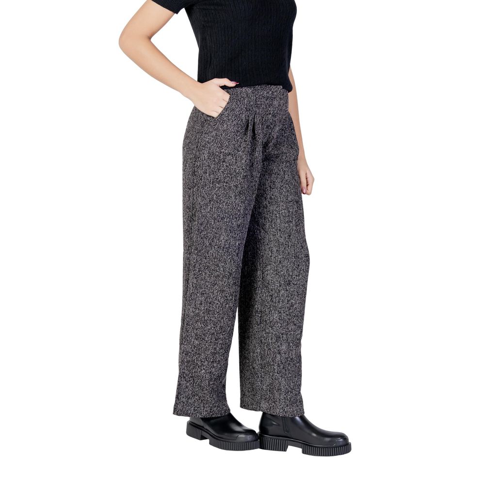Black Polyester Flared Pants - ventzia