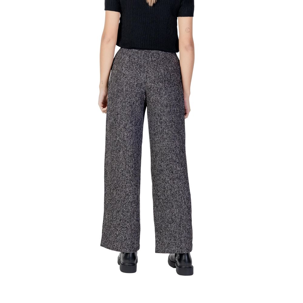 Black Polyester Flared Pants - ventzia