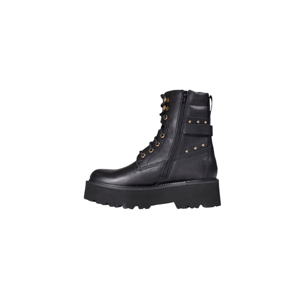 Black Leather Lace-Up Boots