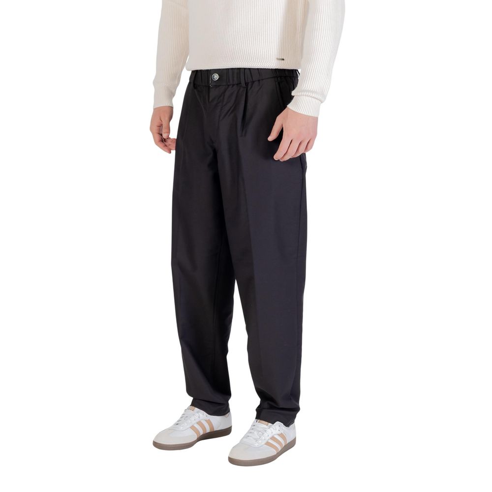 Black Cotton Casual Pants - ventzia