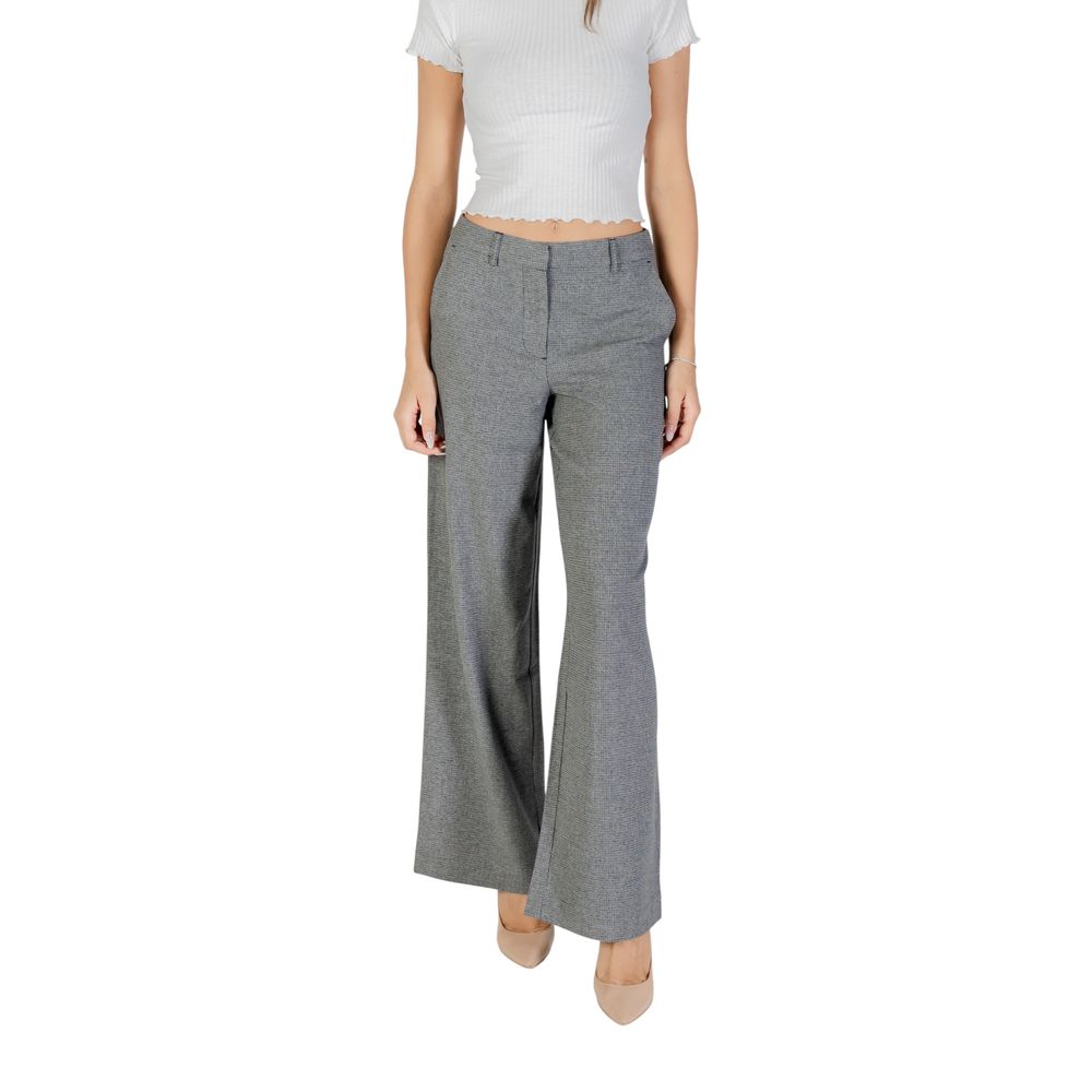 Gray Recycled Polyester Casual Pants - ventzia