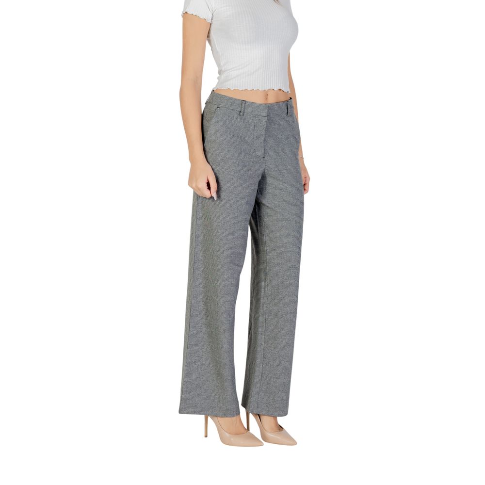 Gray Recycled Polyester Casual Pants - ventzia