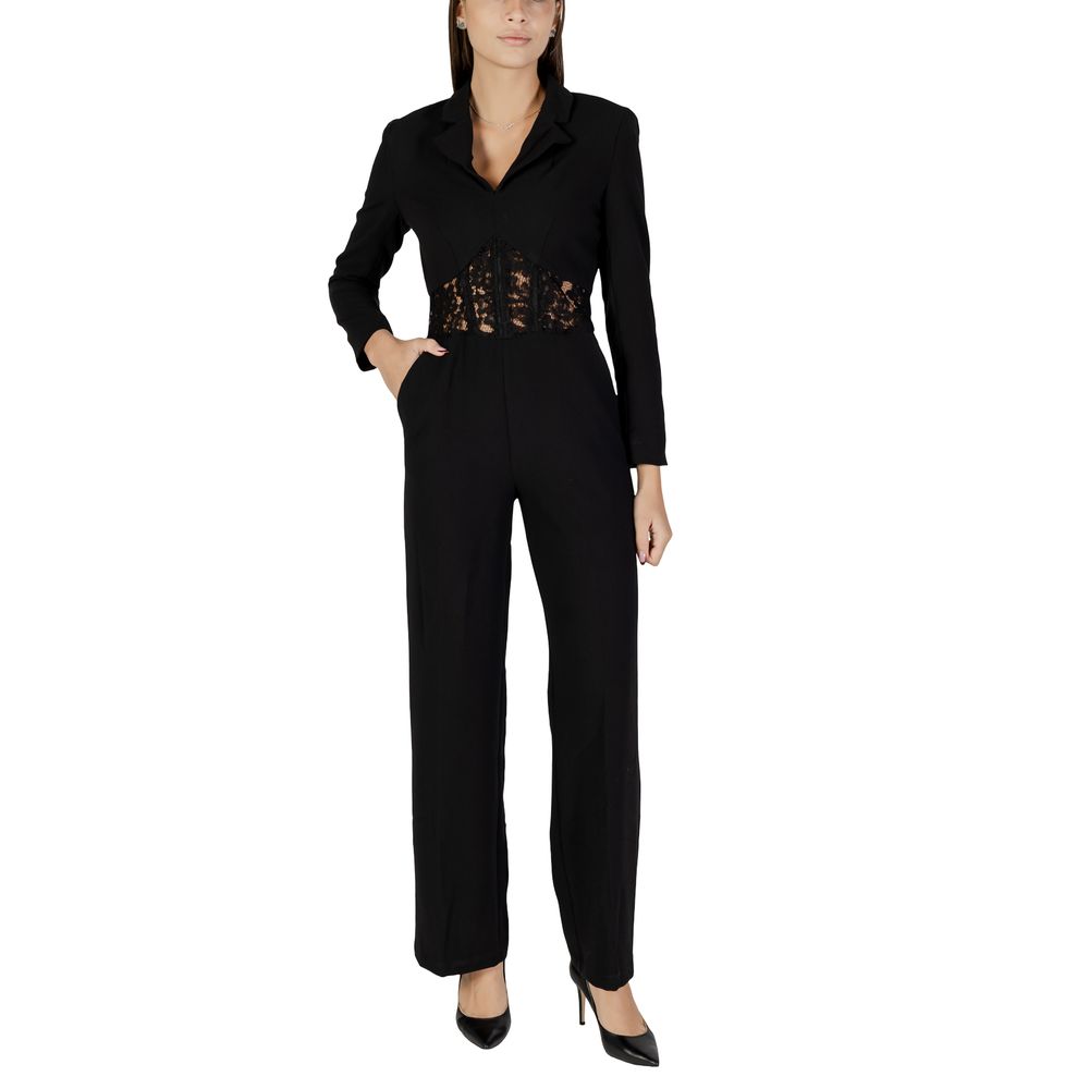 Black Polyester Rompers - ventzia