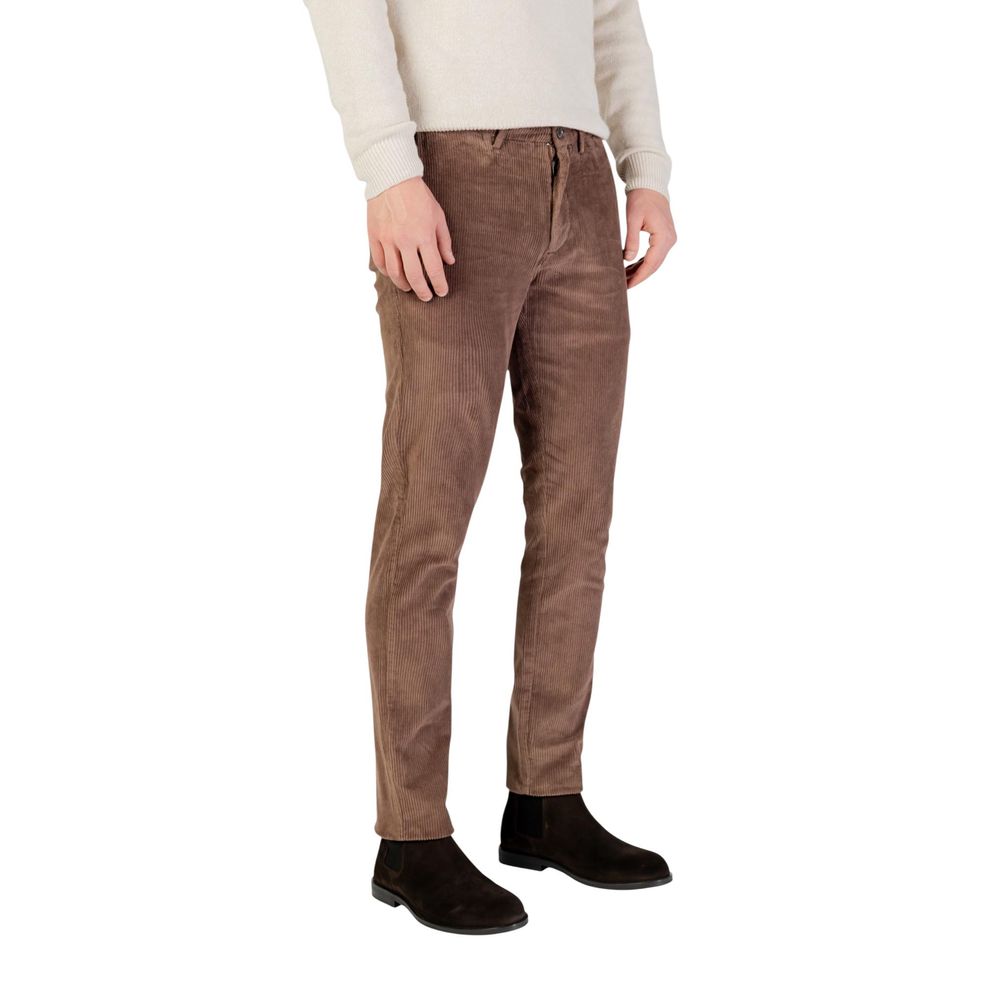 Brown Cotton Casual Pants - ventzia