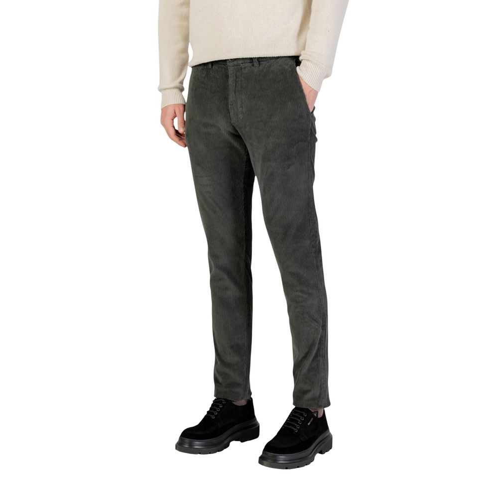 Green Cotton Casual Pants - ventzia