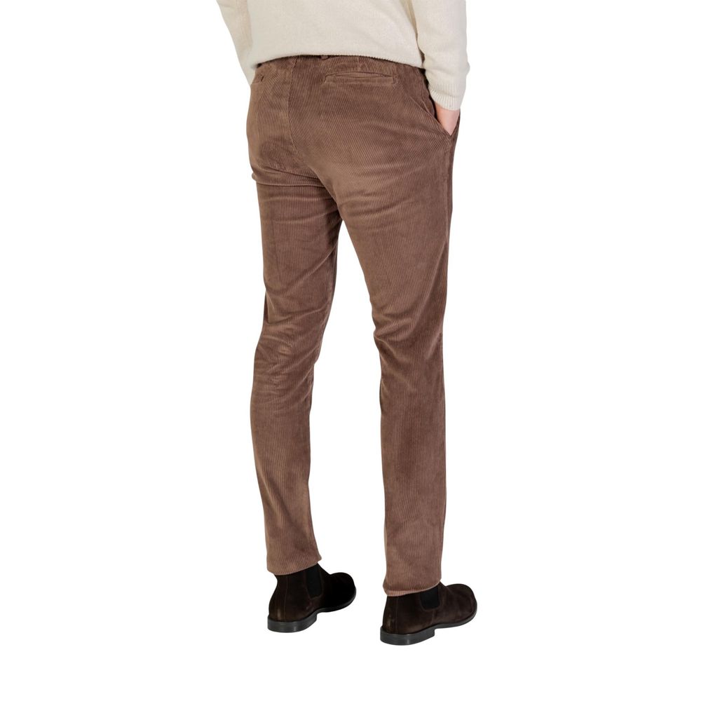 Brown Cotton Casual Pants - ventzia