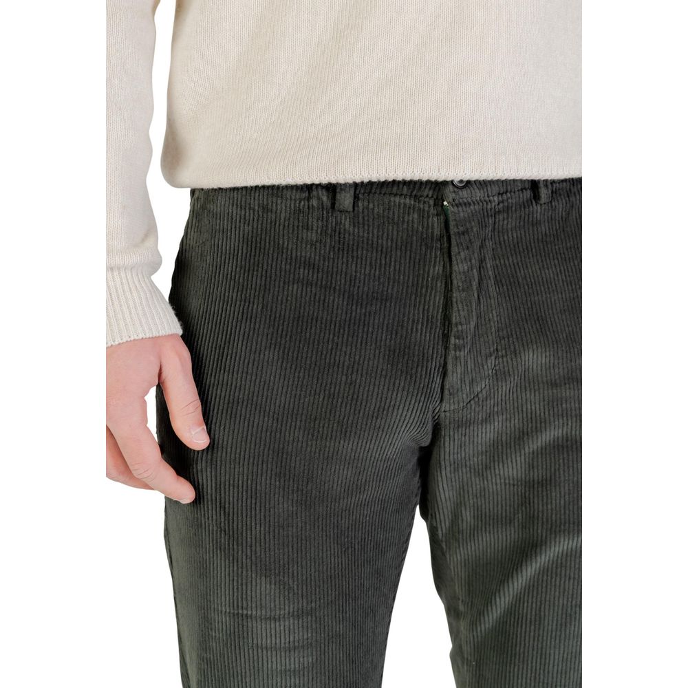 Green Cotton Casual Pants - ventzia