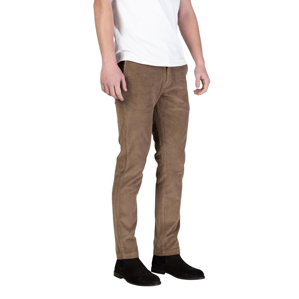 Brown Cotton Casual Pants - ventzia