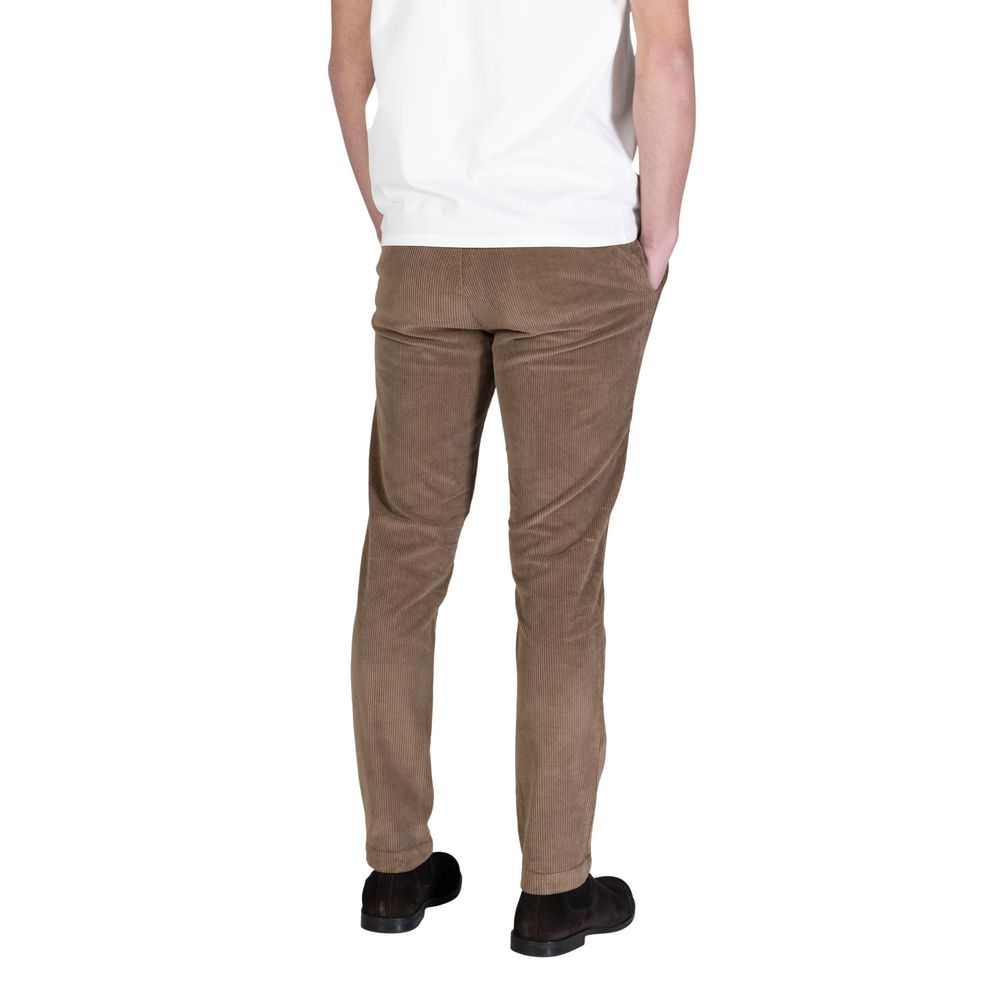 Brown Cotton Casual Pants - ventzia
