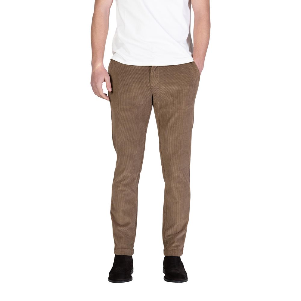 Brown Cotton Casual Pants - ventzia