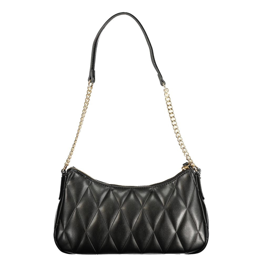 Black Polyurethane Women Shoulder Bag - ventzia