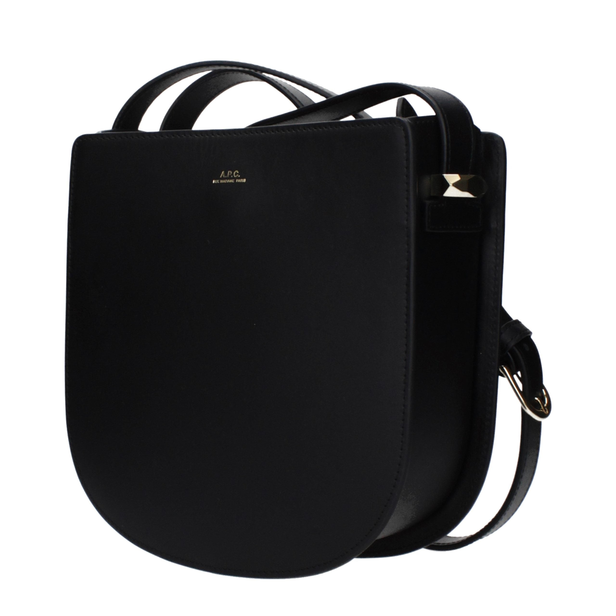 Black Leather Crossbody Bag - ventzia