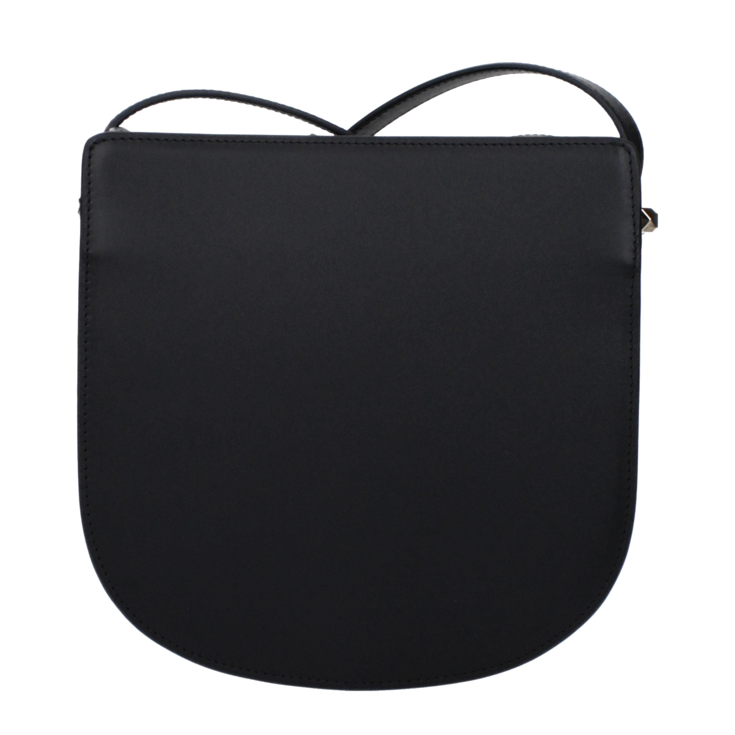 Black Leather Crossbody Bag - ventzia