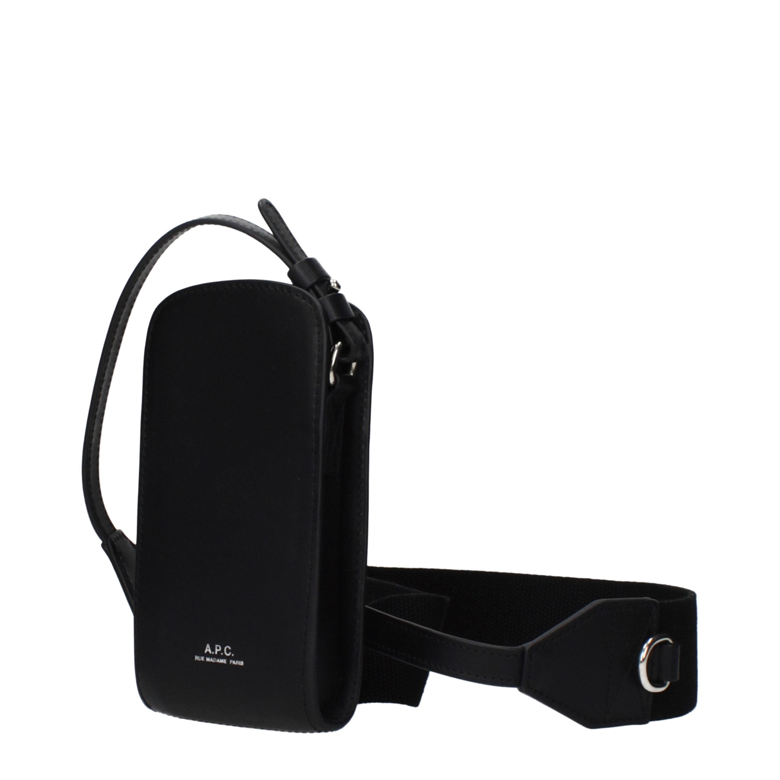 Black Leather Crossbody Bag - ventzia