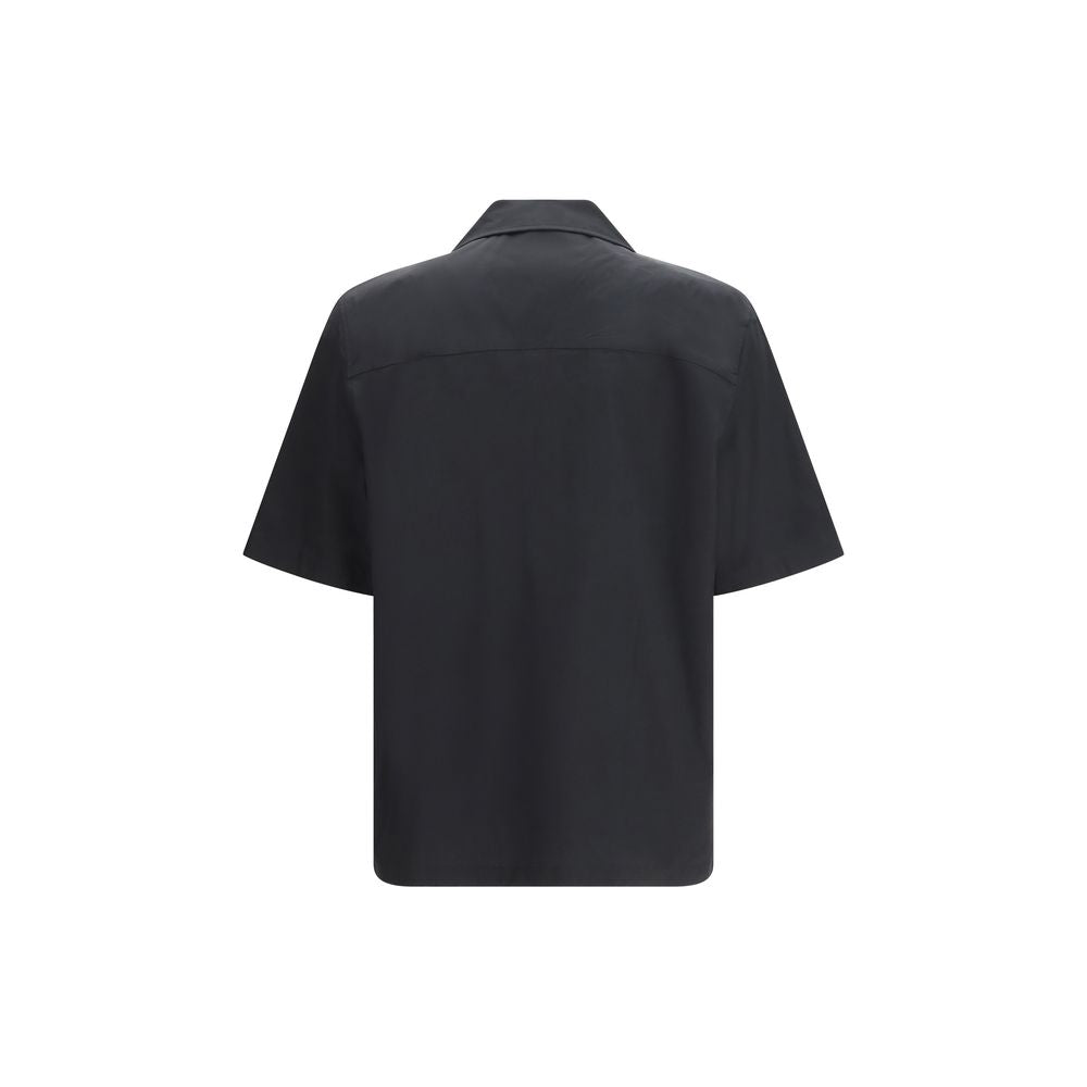 Black Cotton Shortsleeve Shirt - ventzia
