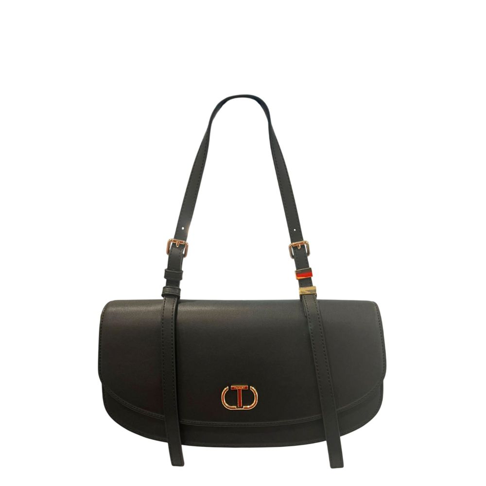 Black PU Women Shoulder Bag - ventzia