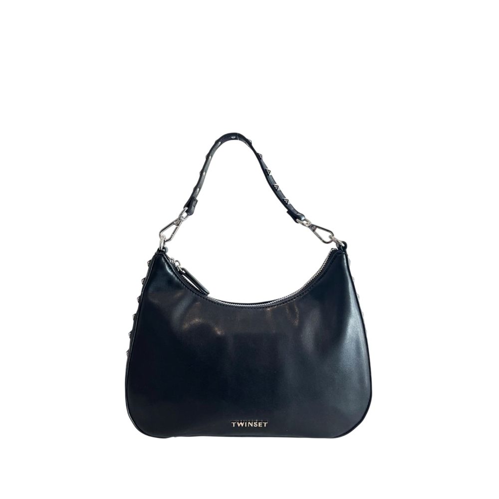 Black Polyurethane Women Shoulder Bag - ventzia