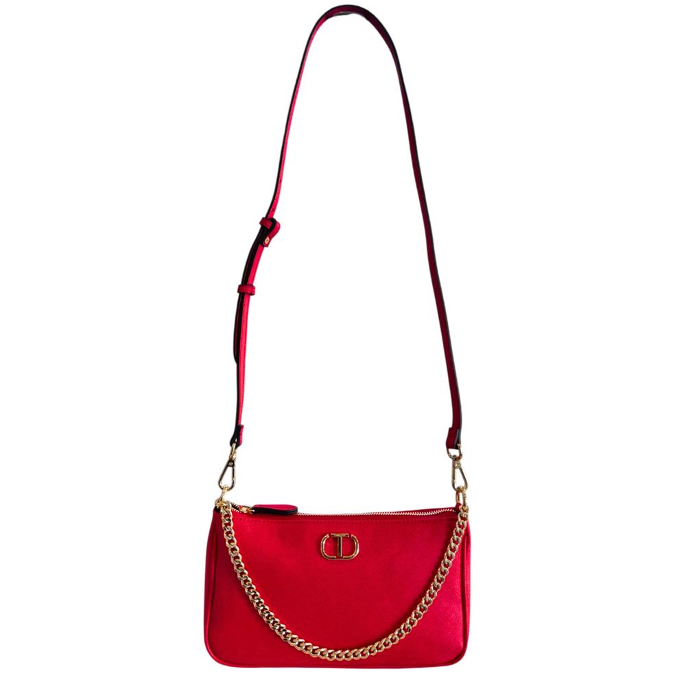Red PU Women Crossbody Bag - ventzia