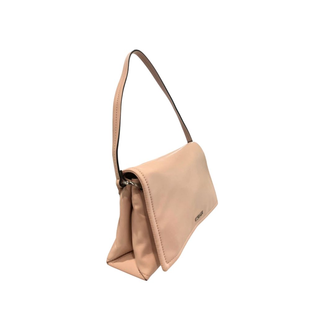 Pink Polyurethane Women Shoulder Bag - ventzia