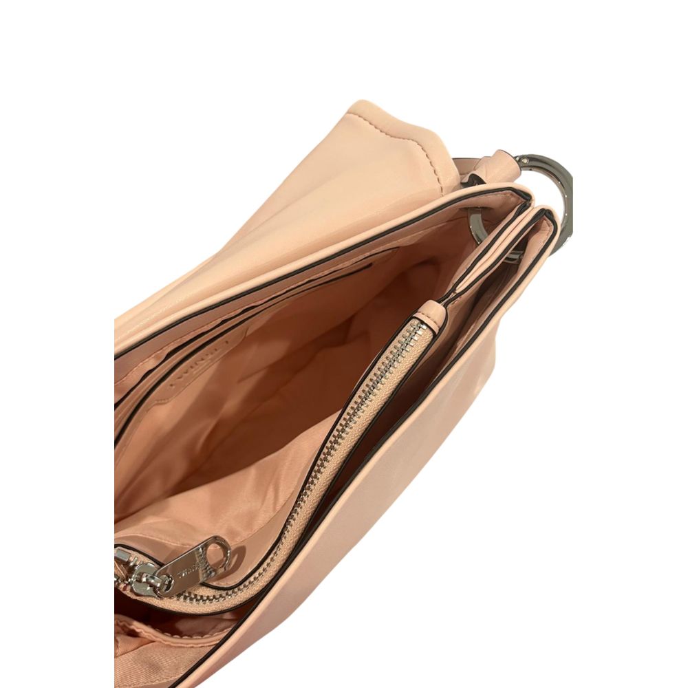 Pink Polyurethane Women Shoulder Bag - ventzia