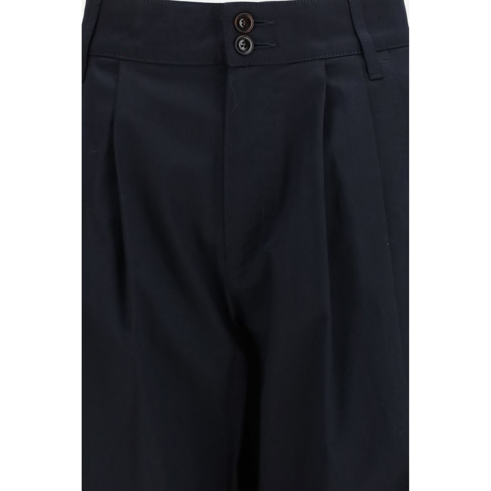 Blue Cotton Casual Pants - ventzia
