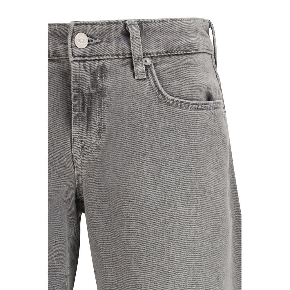 Gray Cotton Straight-Leg Jeans - ventzia