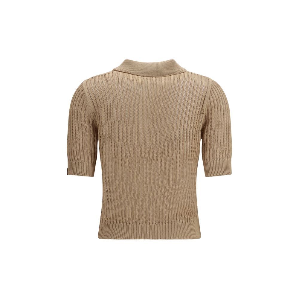 Beige Cotton Polo Shirt - ventzia